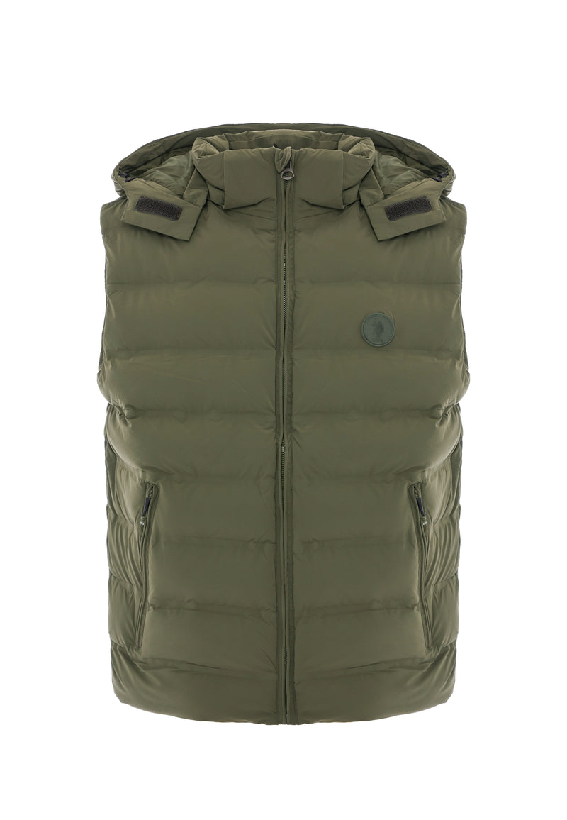 Gilet stretch nylon con cappuccio