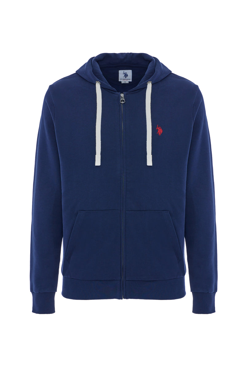 Felpa in cotone con cappuccio e chiusura zip