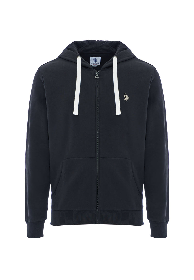 Felpa in cotone con cappuccio e chiusura zip