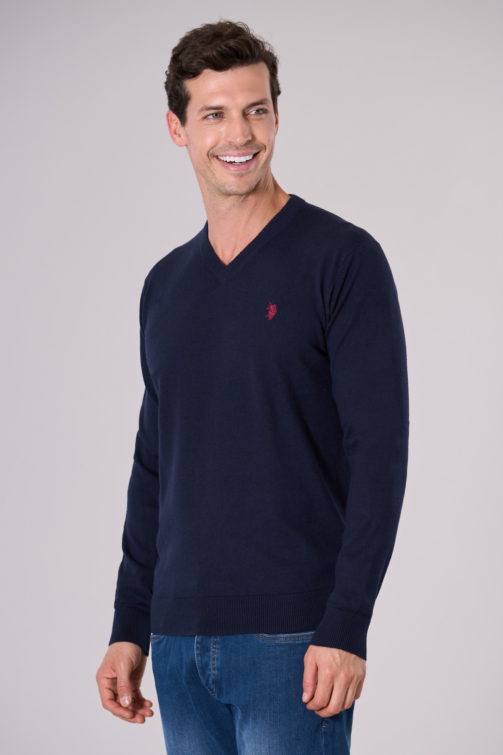 Maglia scollo a V cotone e cashmere