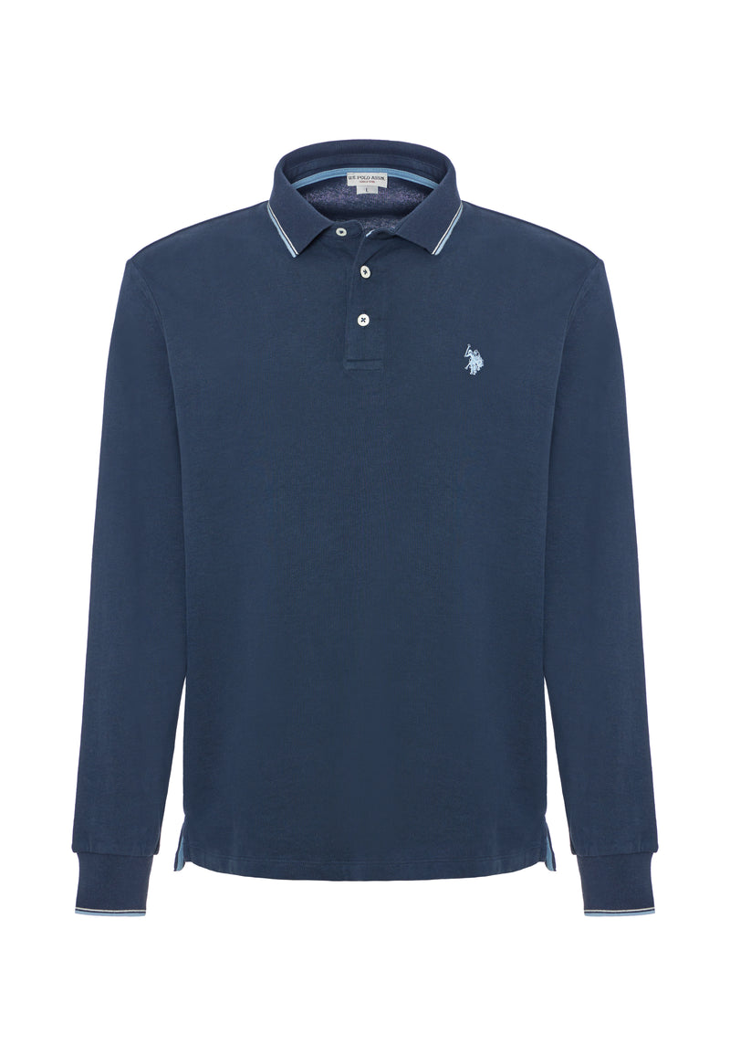 Polo a maniche lunghe in cotone heavy jersey
