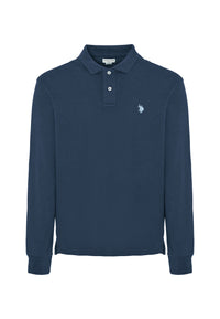 Polo a maniche lunghe in cotone interlock melange