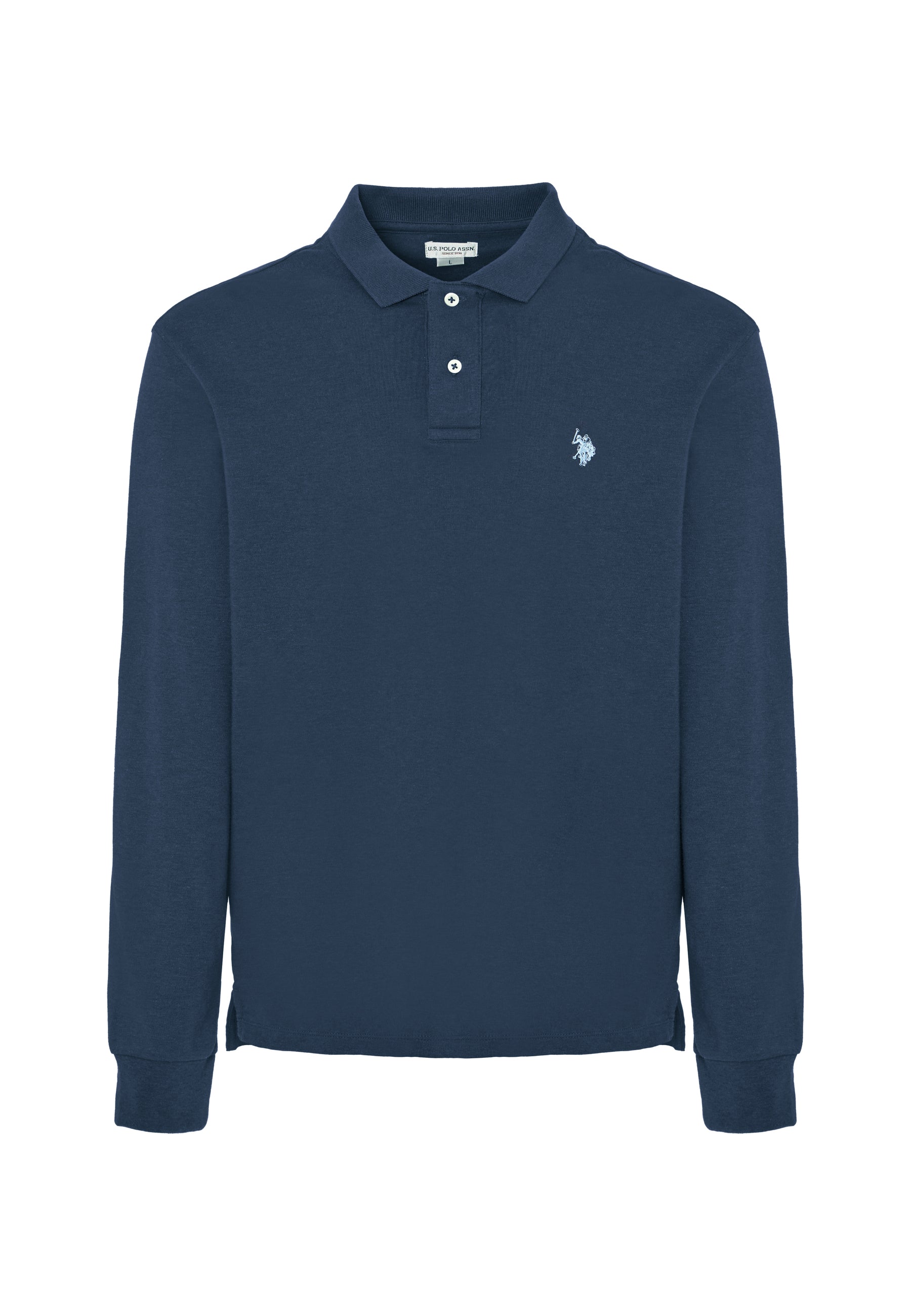 Polo a maniche lunghe in cotone interlock melange