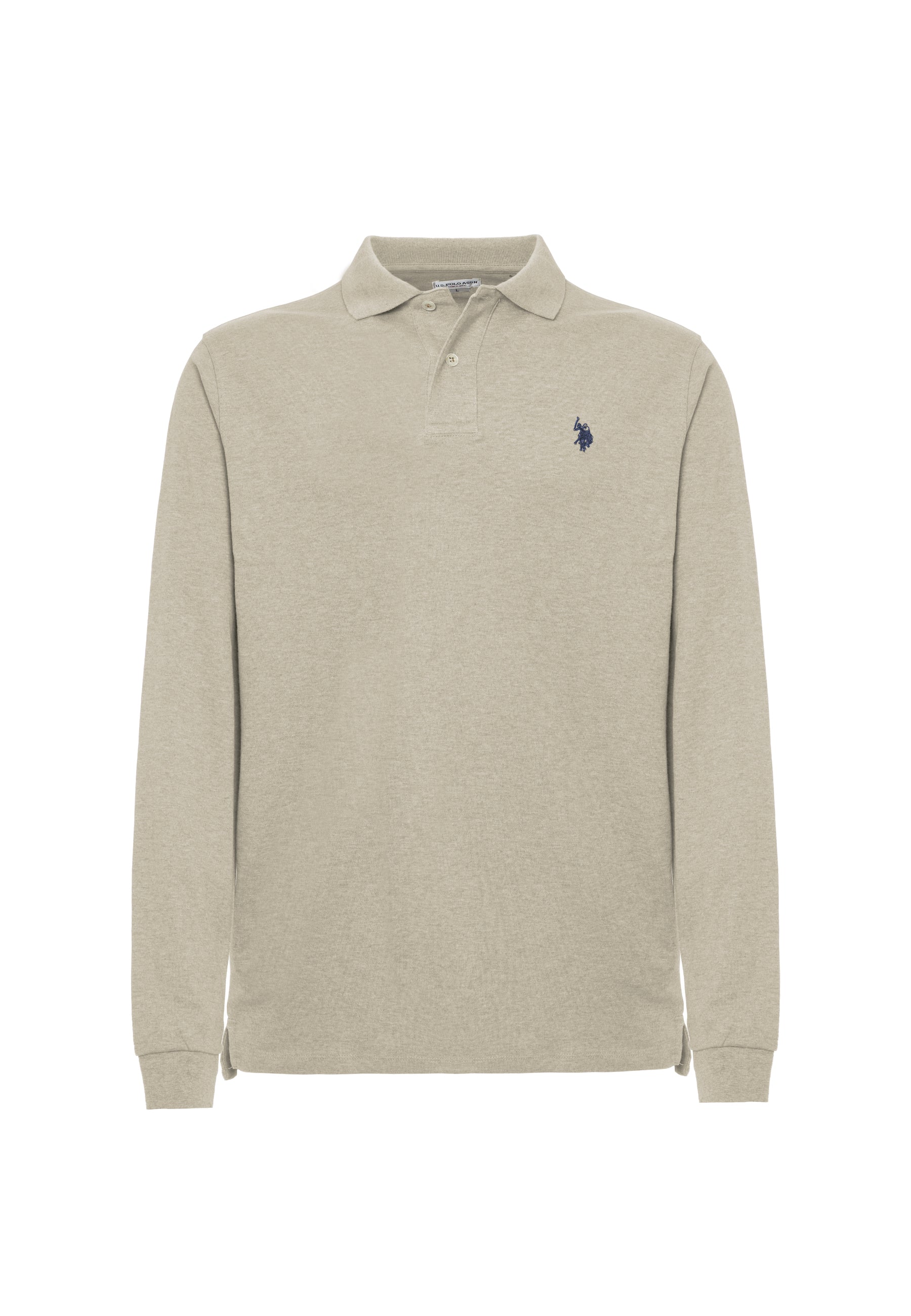 Polo a maniche lunghe in cotone interlock melange