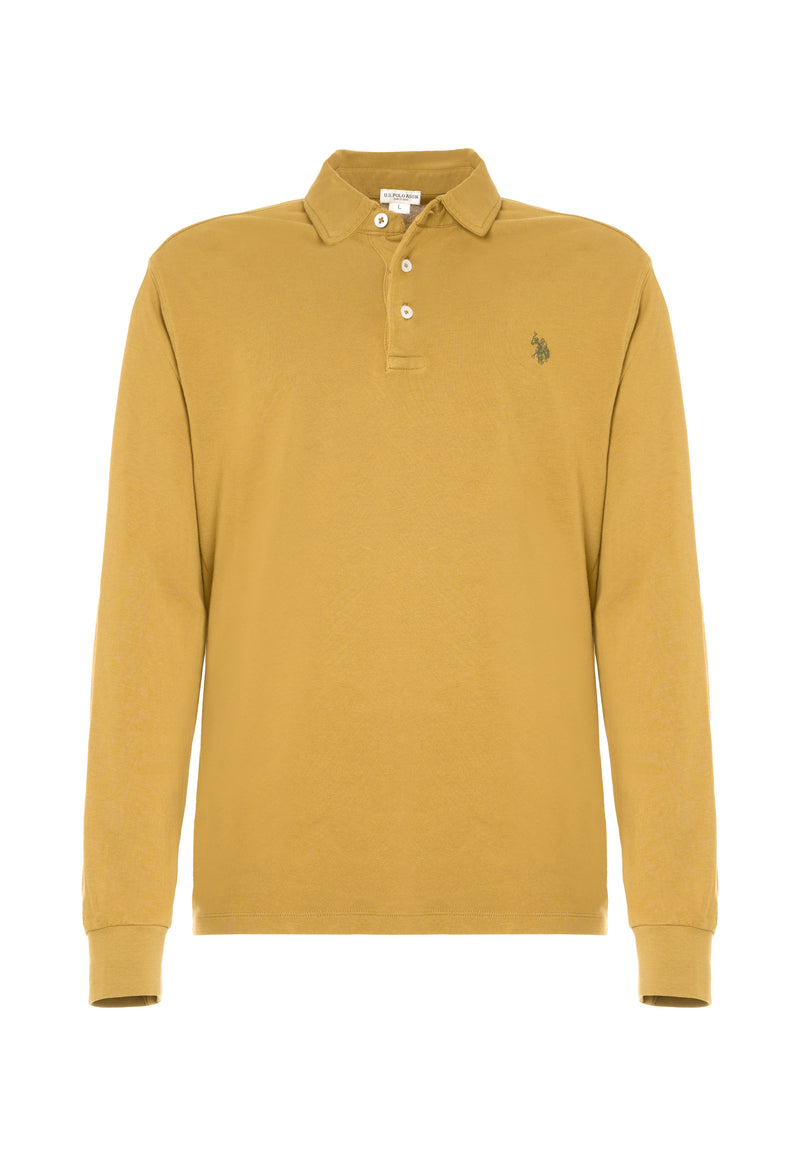 Polo a maniche lunghe heavy jersey tinto capo