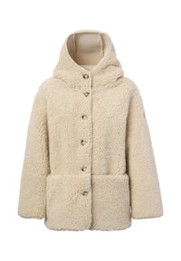 Giubbotto in soft sherpa con cappuccio