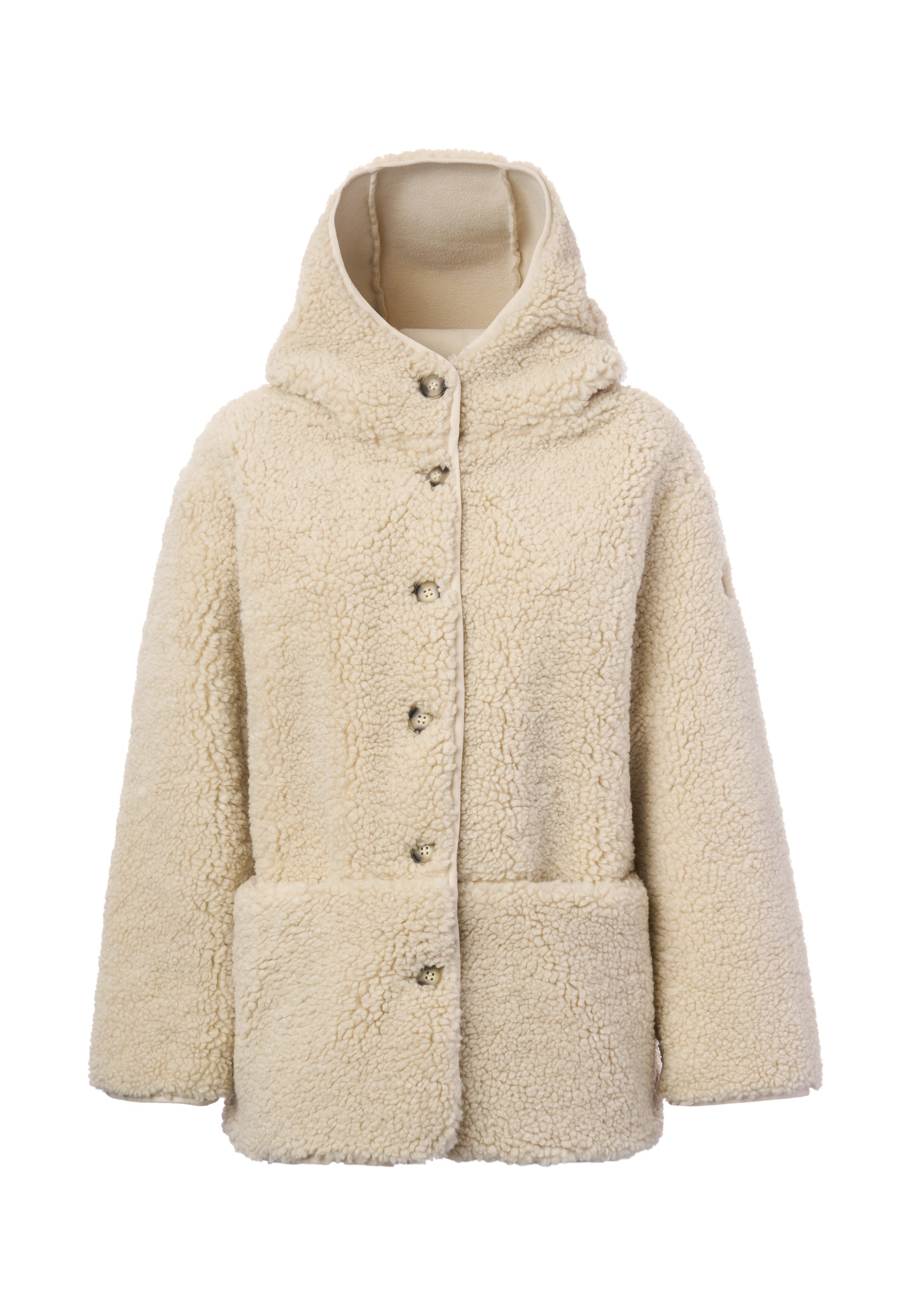 Giubbotto in soft sherpa con cappuccio
