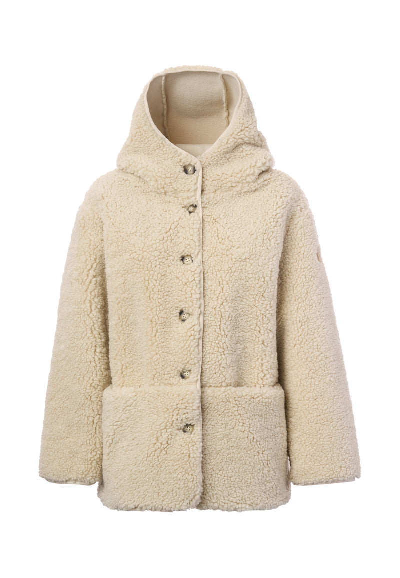 Giubbotto in soft sherpa con cappuccio