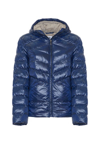 Piumino con cappuccio in shiny nylon