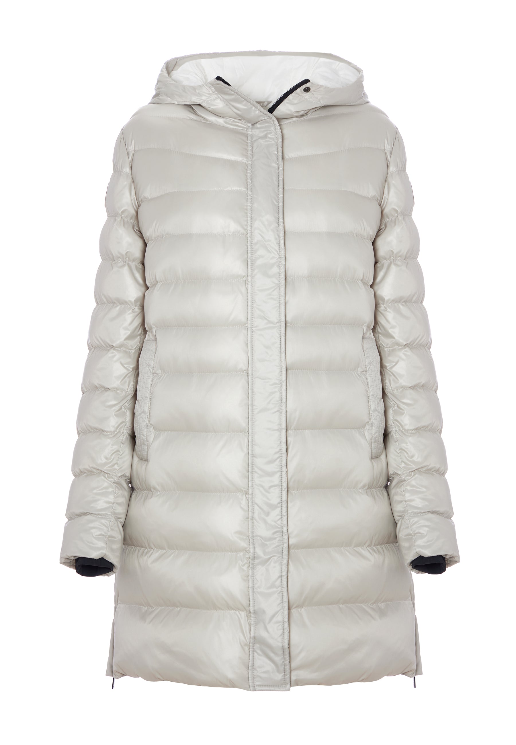 Piumino midi con cappuccio in shiny nylon