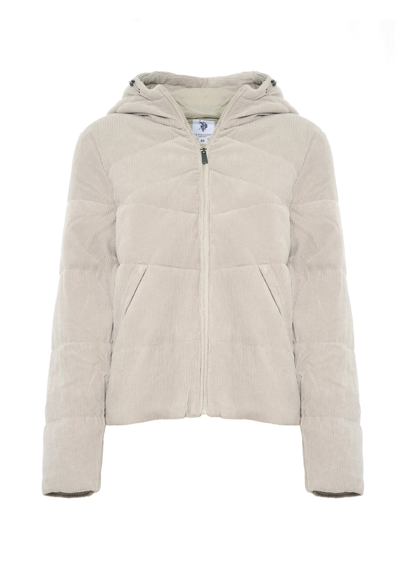 Giacca in velluto stretch con cappuccio