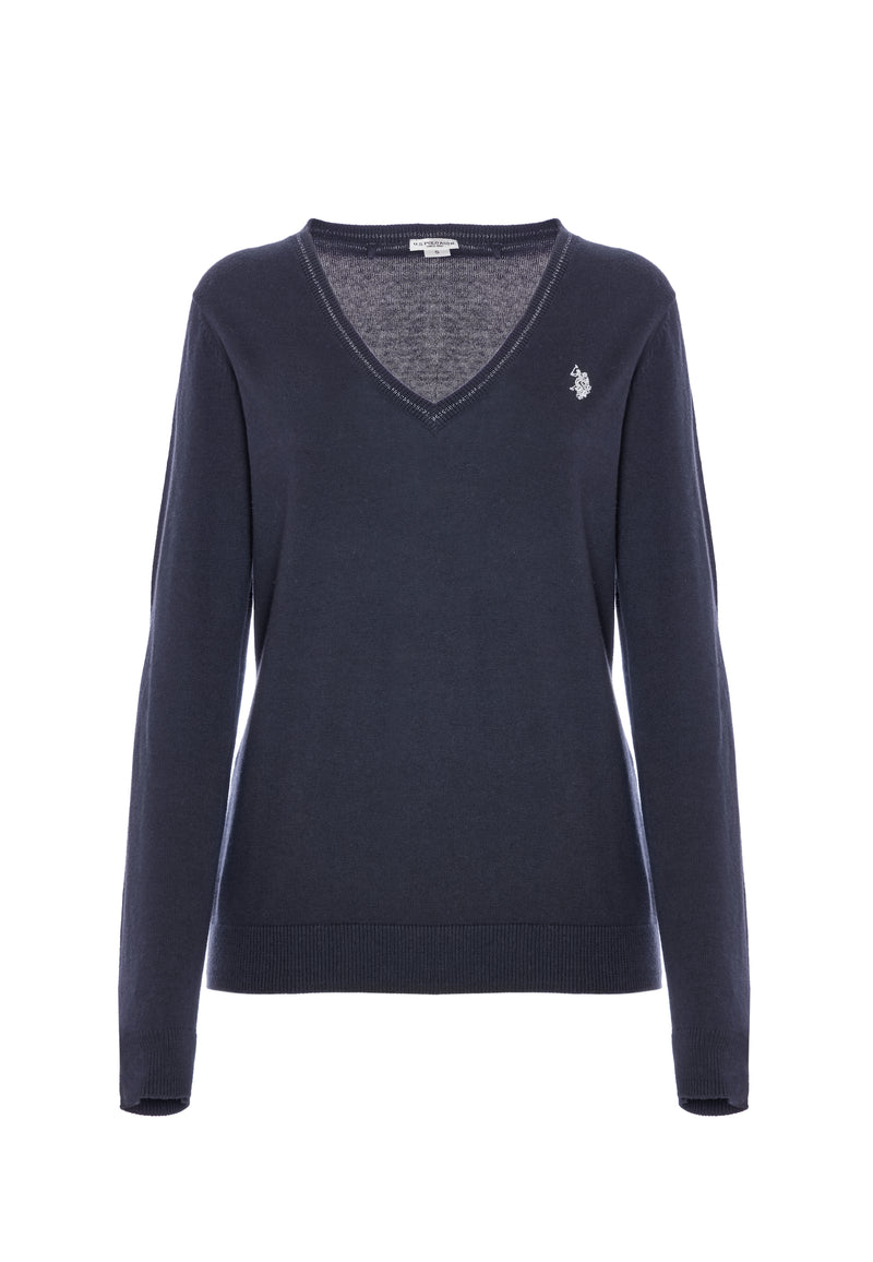 Maglia scollo a V cotone e cashmere