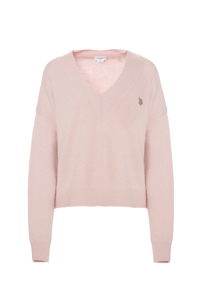 Maglia scollo a V over con logo