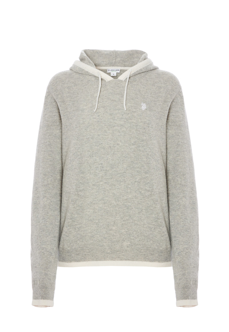 Maglia con cappuccio misto lana merino riciclata