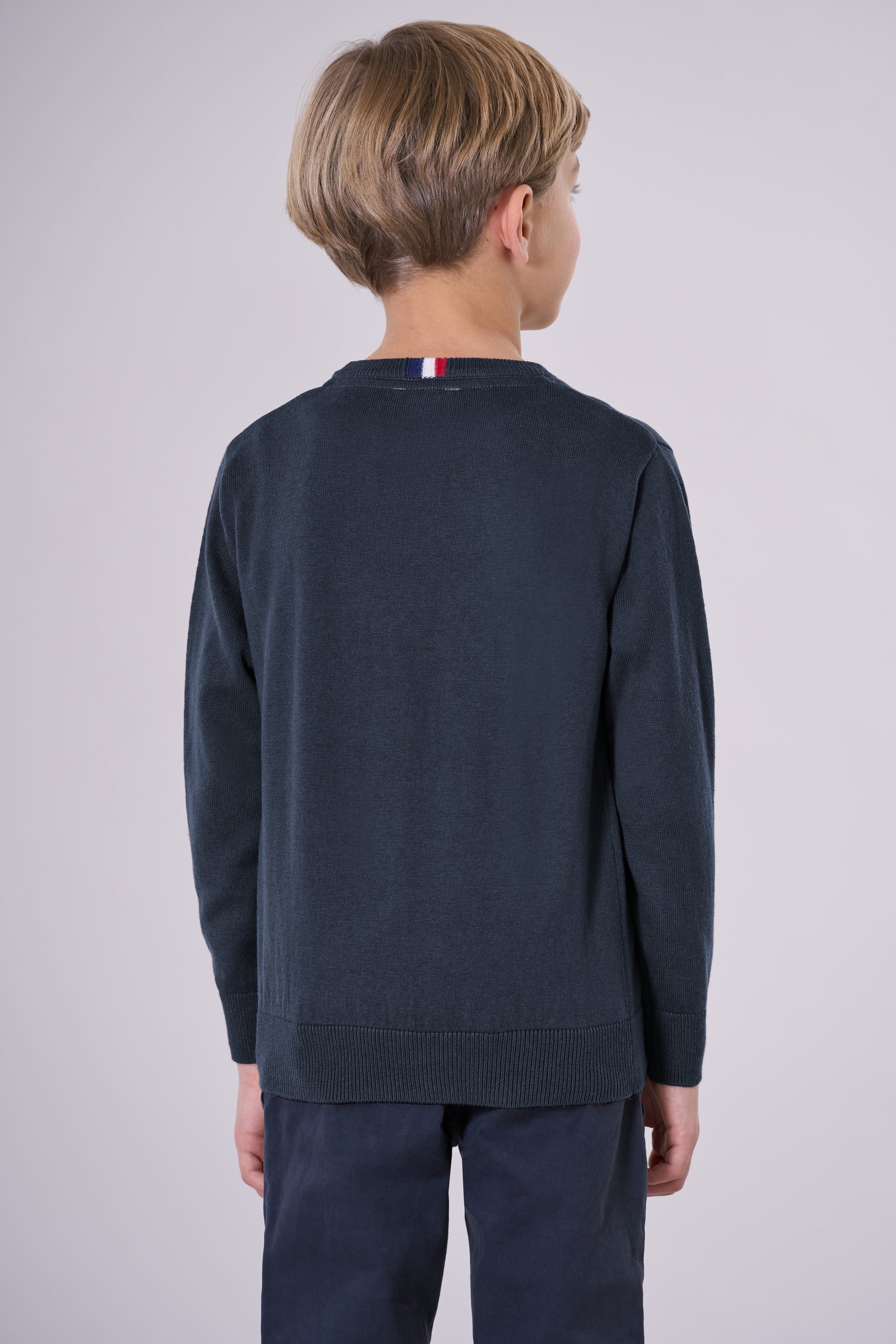 Maglia girocollo in cotone e cashmere con logo