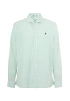 Camicia in cotone stretch popeline a righe slim fit con logo