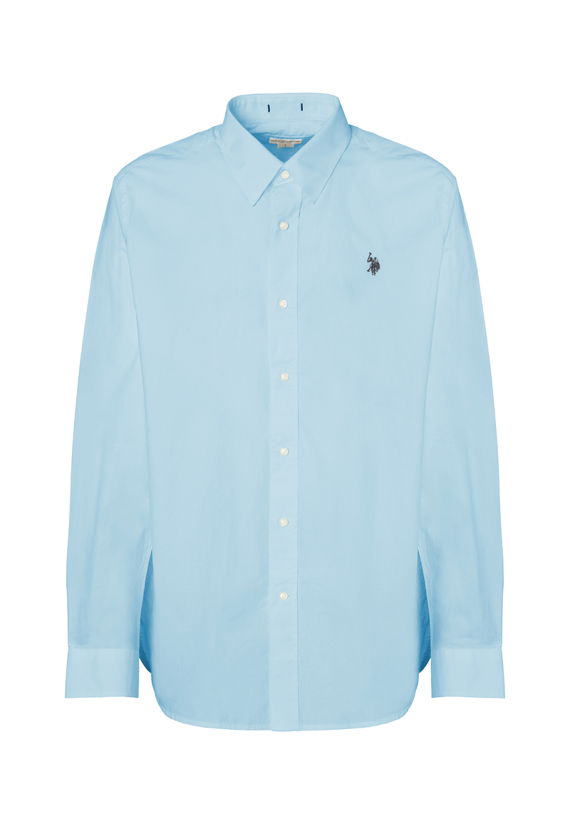 Camicia in cotone stretch popeline slim fit con logo