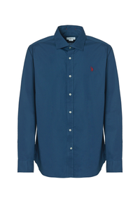 Camicia in cotone stretch popeline slim fit con logo
