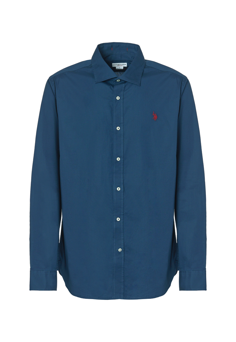 Camicia in cotone stretch popeline slim fit con logo