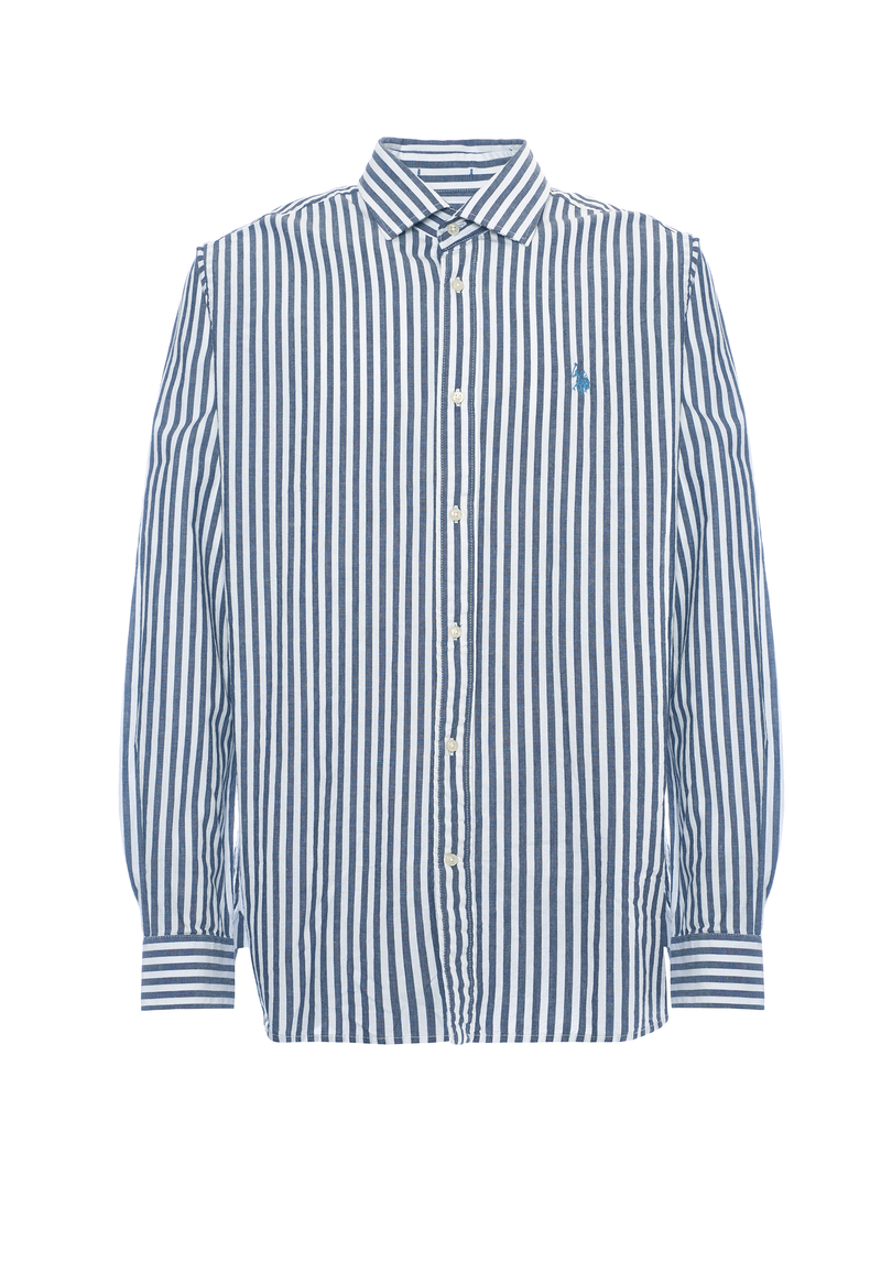 Camicia in misto cotone e lino con logo