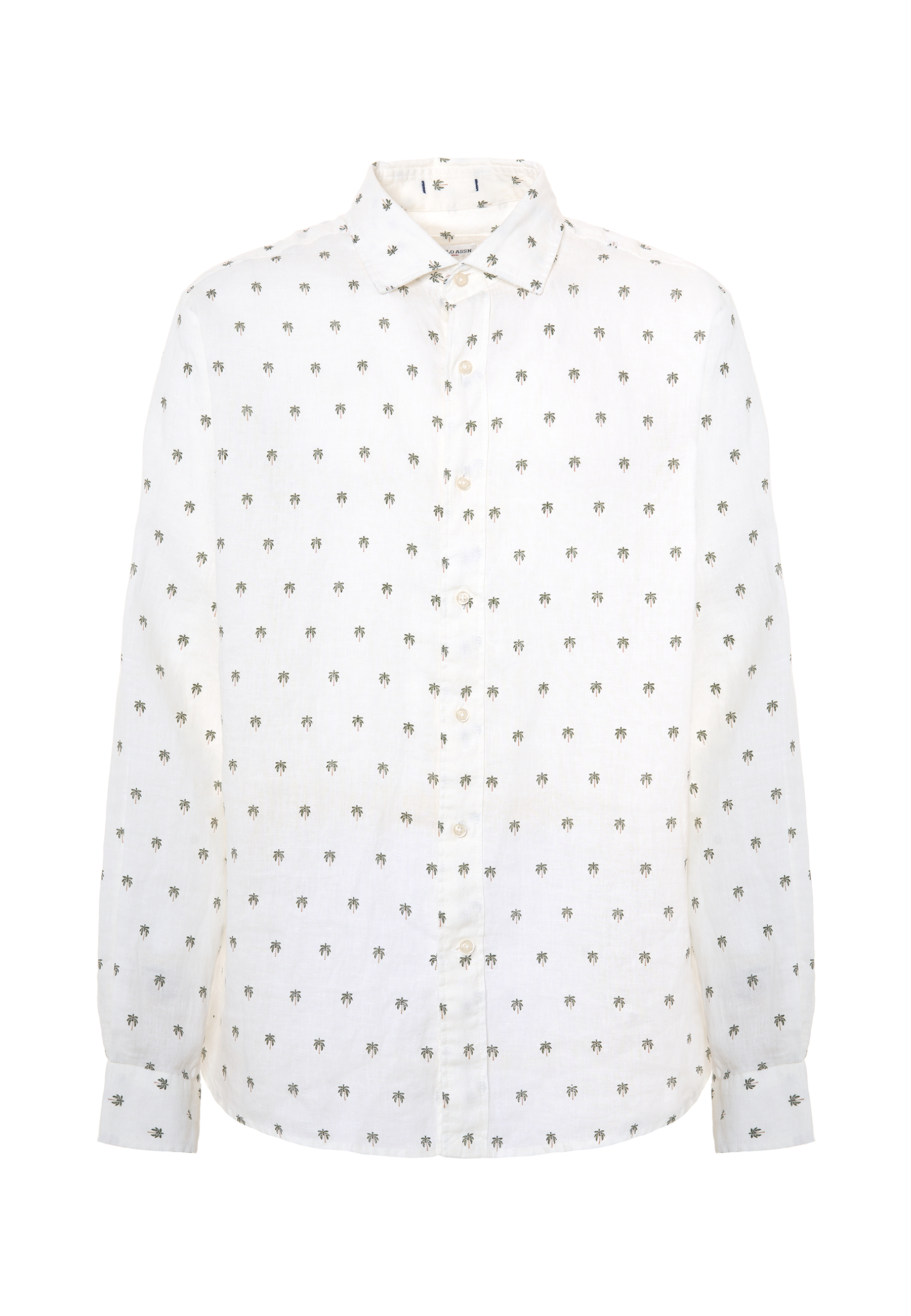 Camicia in lino con fantasia palme slim fit