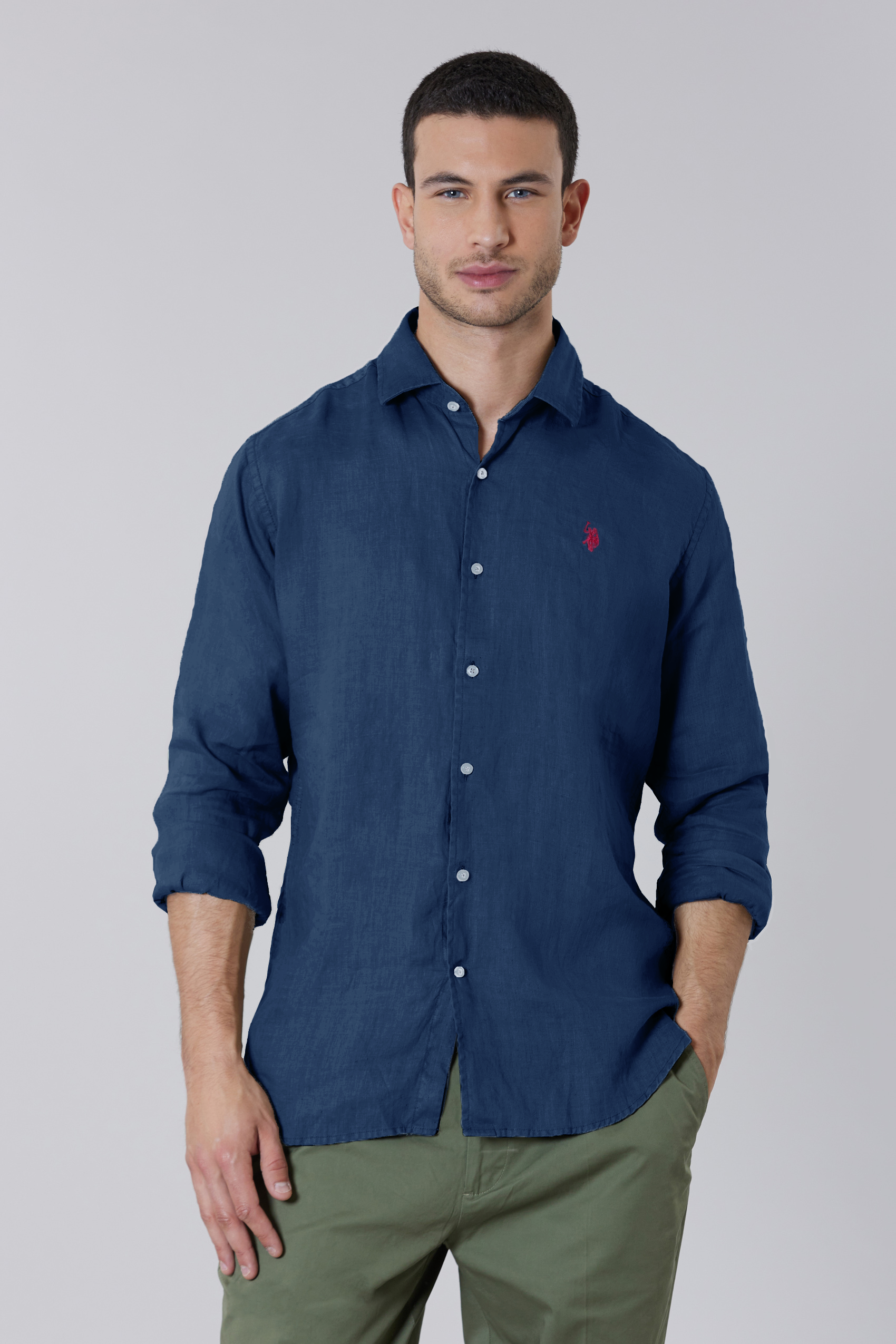 Camicia da uomo in cotone e lino