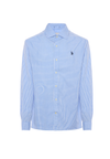 Camicia in cotone popeline a quadri slim fit con logo
