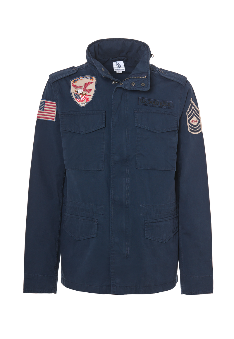 Giacca field in cotone gabardine con patch