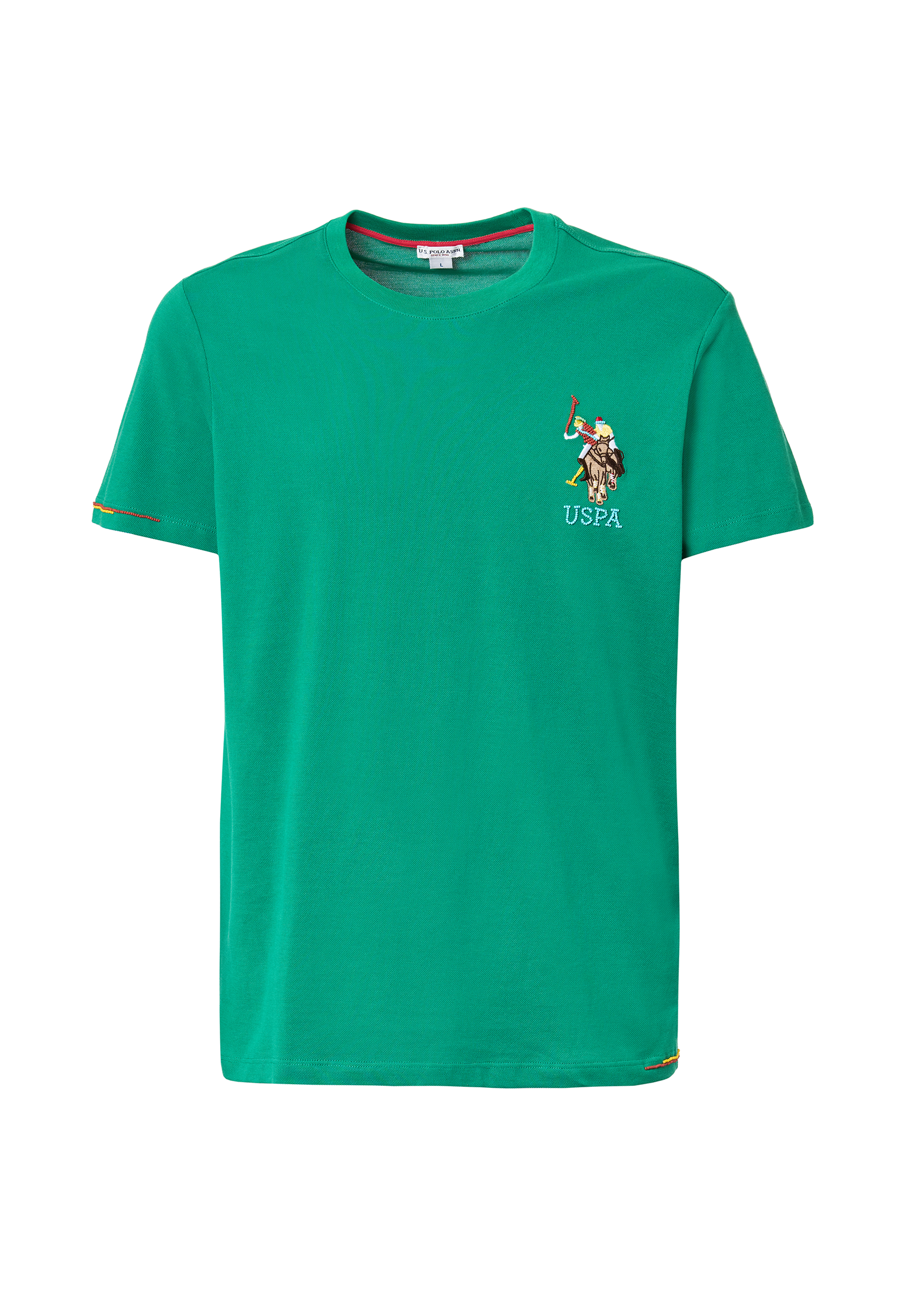 T-shirt a maniche corte in cotone piquet con logo colorato