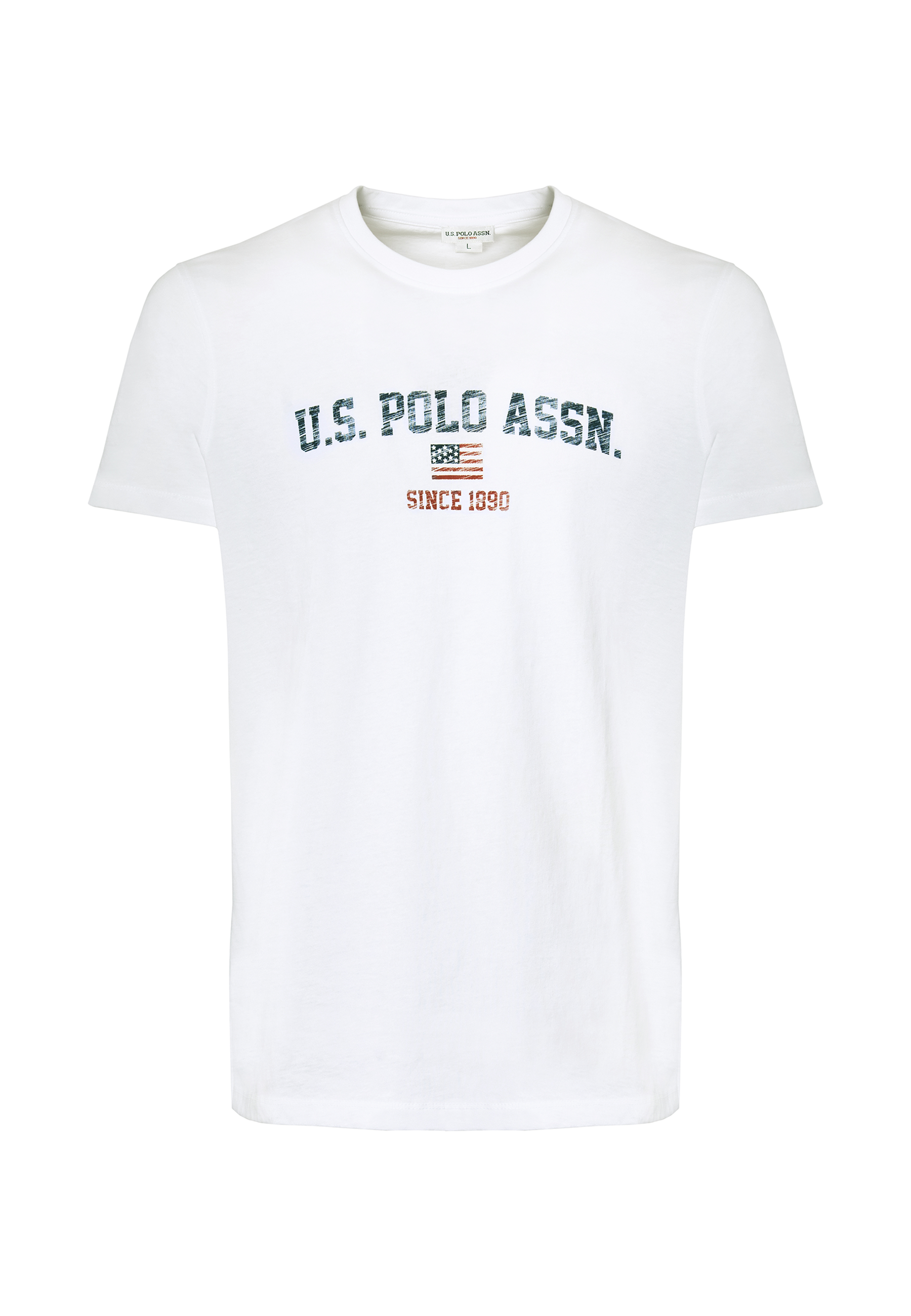 T-shirt girocollo in cotone con stampa frontale U.S. POLO ASSN.