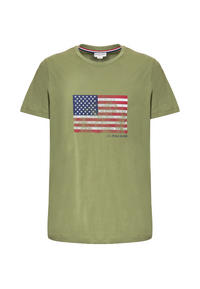 T-shirt a maniche corte in cotone con bandiera