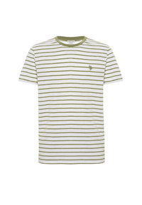 T-shirt a maniche corte a righe in misto cotone e lino