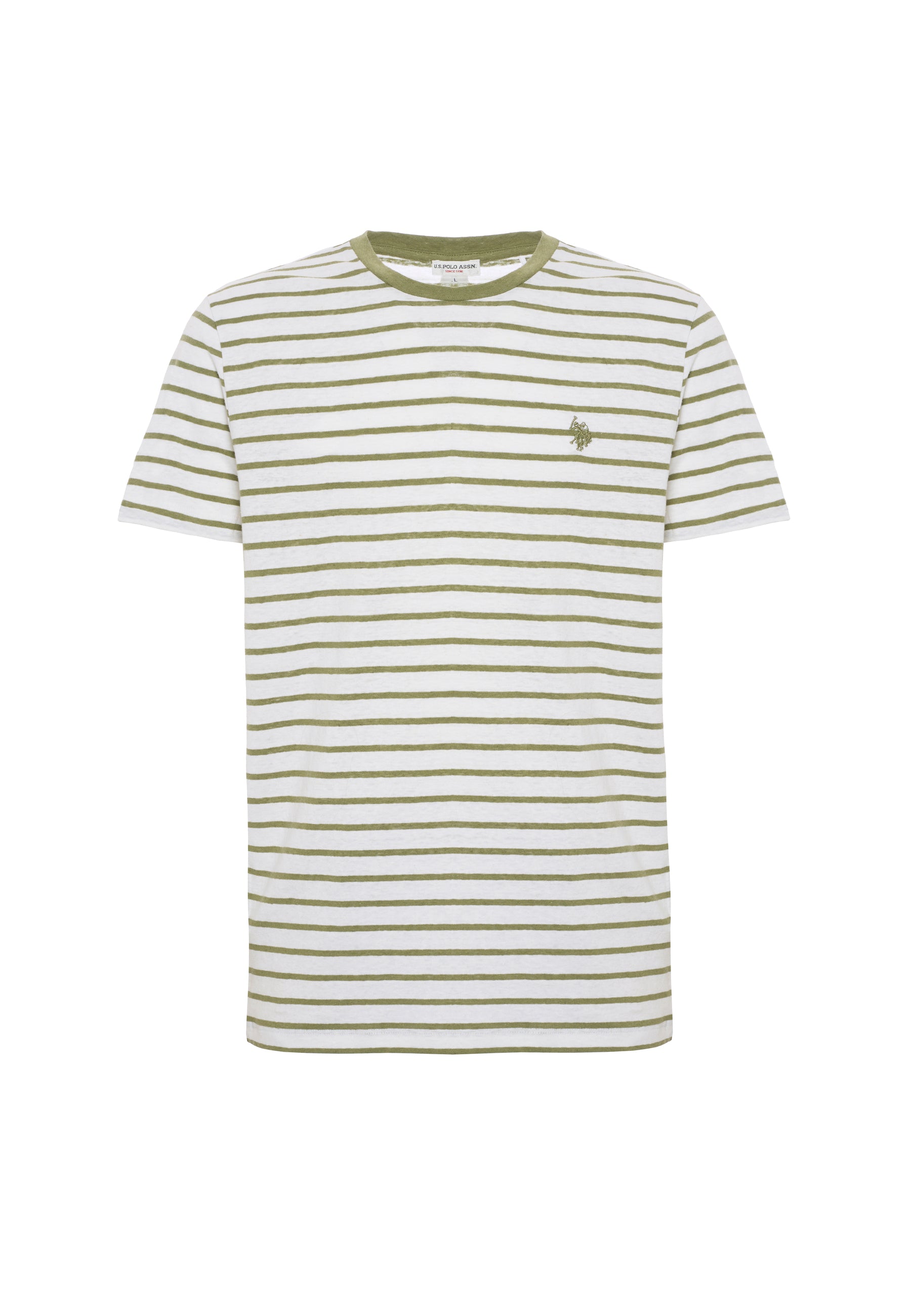 T-shirt a maniche corte a righe in misto cotone e lino