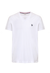 T-shirt a maniche corte con scollo a V in cotone con logo