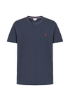 T-shirt a maniche corte con scollo a V in cotone con logo