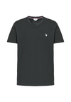 T-shirt a maniche corte con scollo a V in cotone con logo