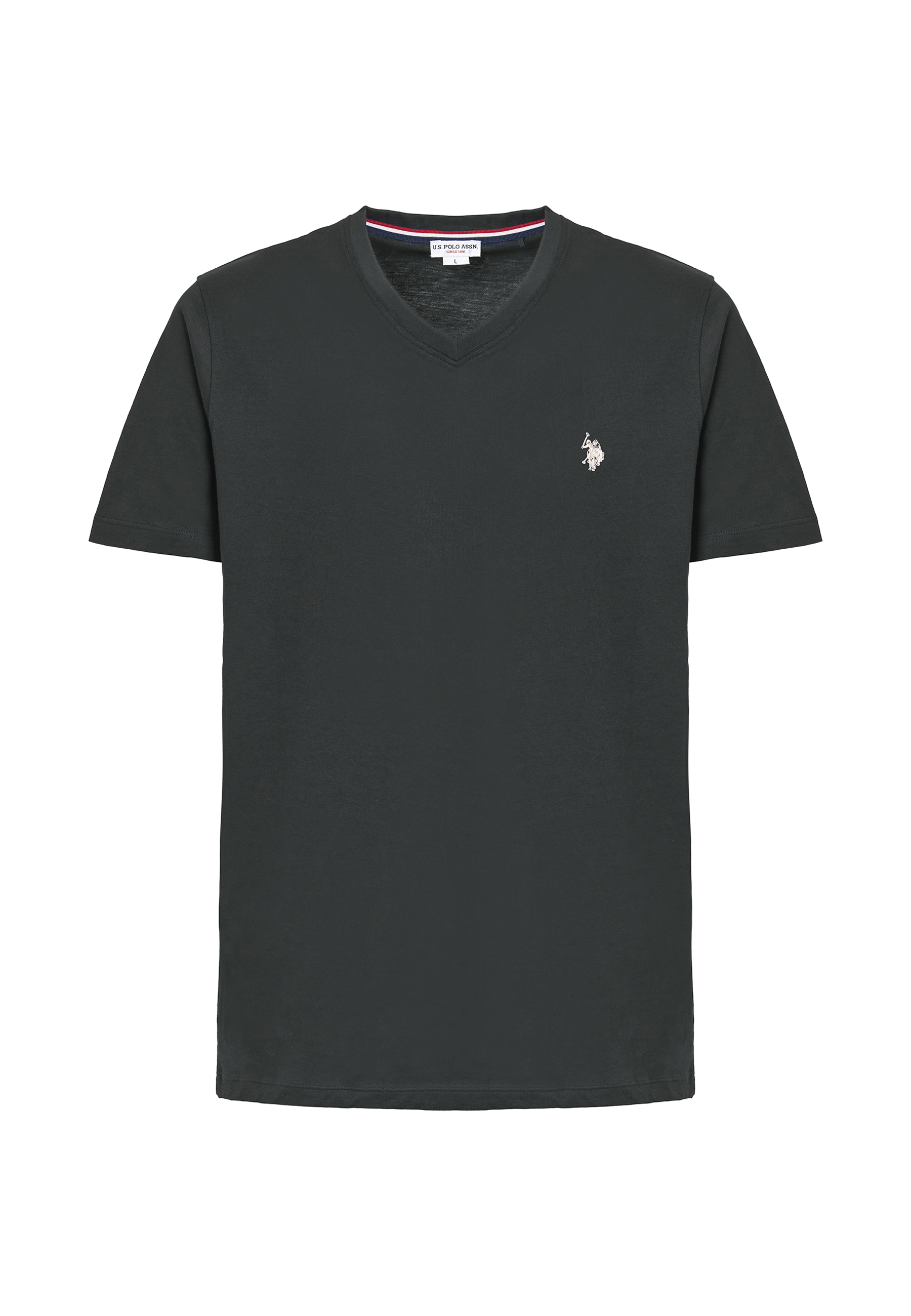 T-shirt a maniche corte con scollo a V in cotone con logo
