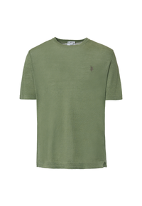 Maglia girocollo a maniche corte misto cotone organico e lino