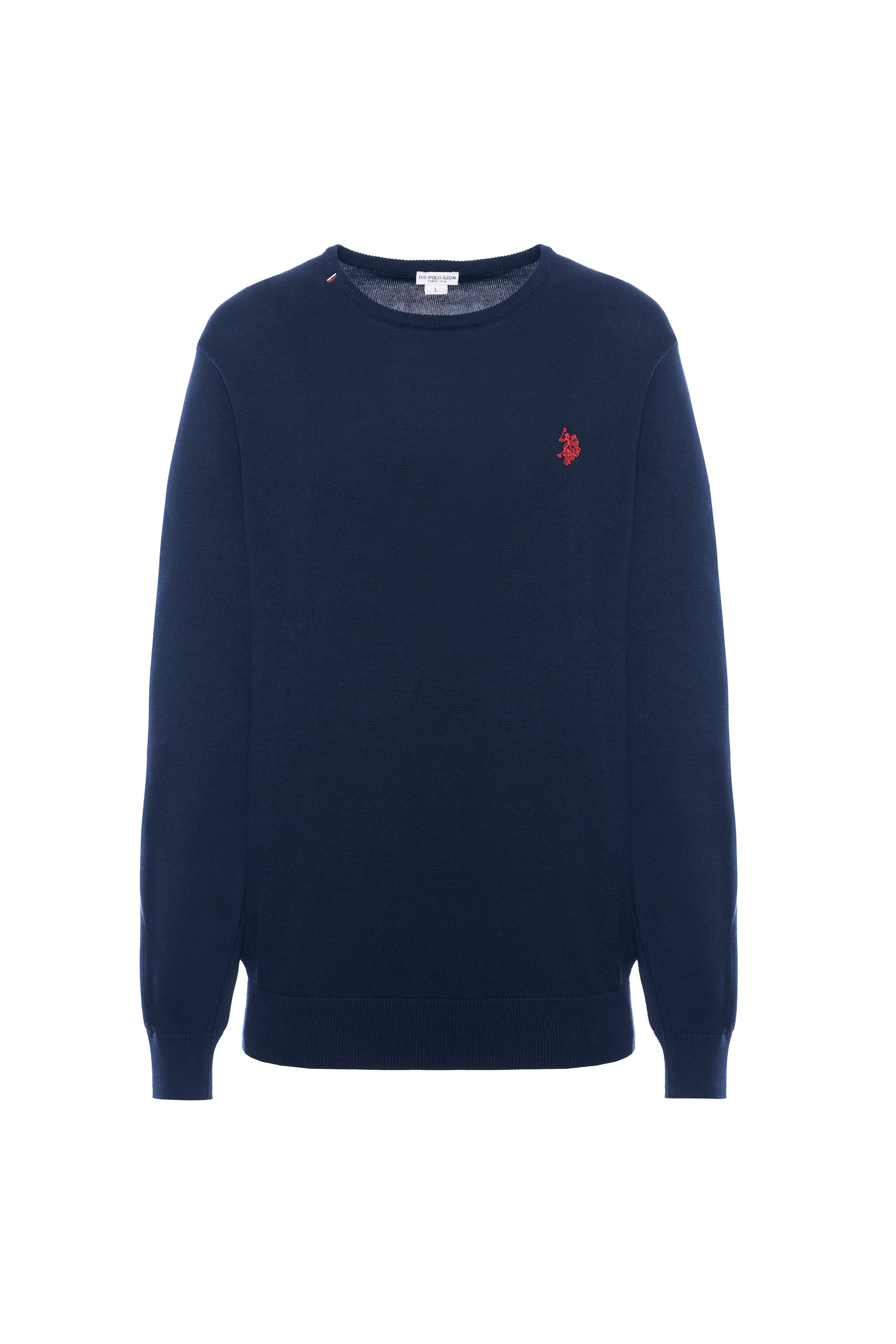 Maglia girocollo in cotone con logo ricamato