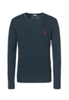 Maglia girocollo a treccia in cotone