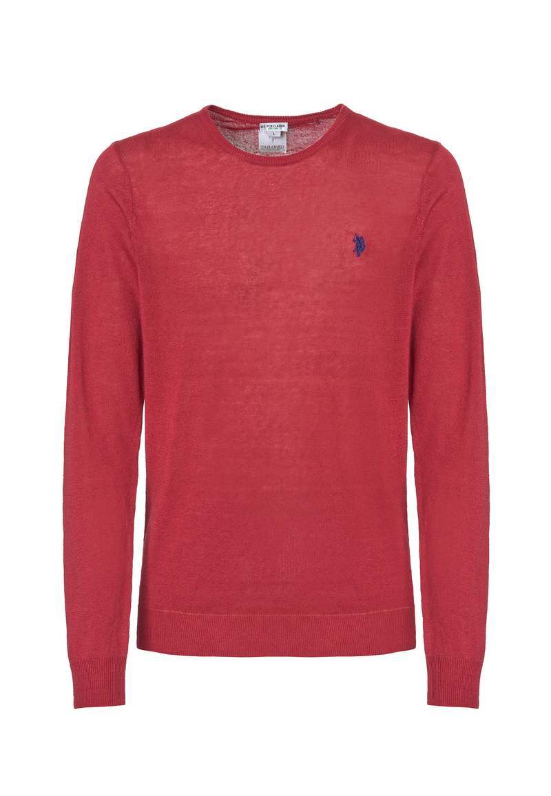 Maglia girocollo misto cotone e lino