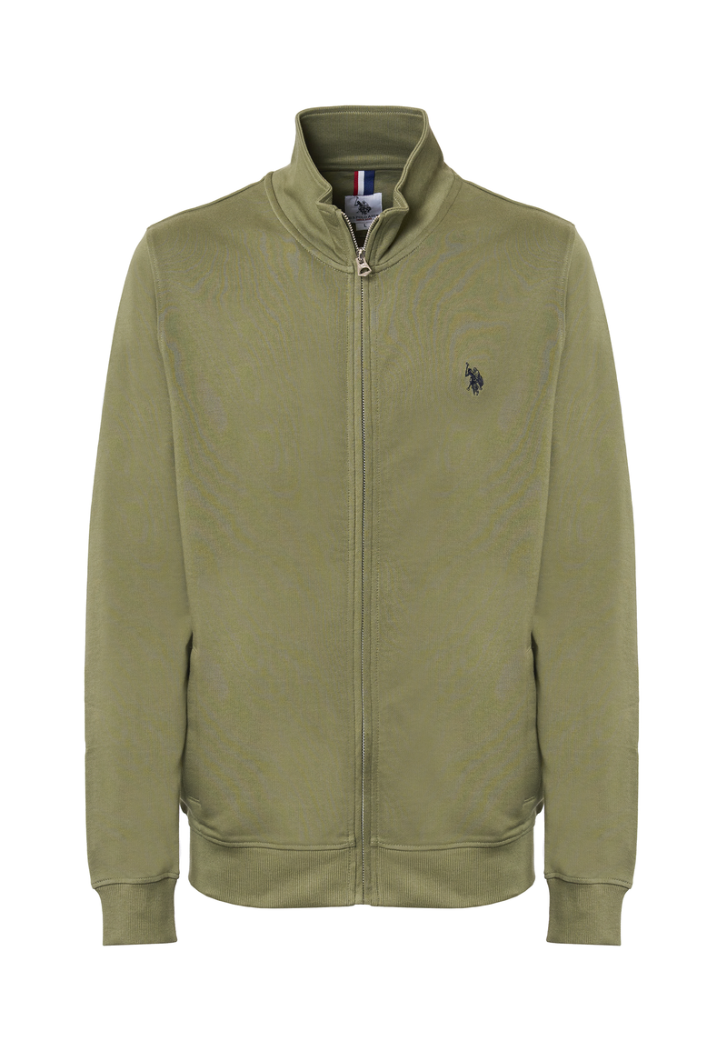 Felpa a collo alto in cotone con chiusura zip