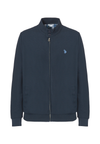 Felpa a collo alto in cotone piquet con interno tartan e chiusura zip