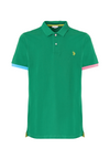 Polo a maniche corte in cotone stretch con dettagli colorati