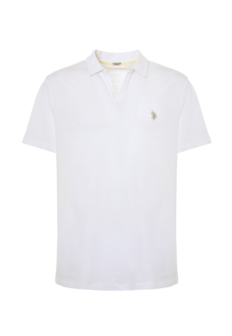 Polo shirt a maniche corte misto cotone e lino con logo