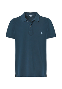 Polo a maniche corte in cotone piquet con sottocolletto colorato e logo