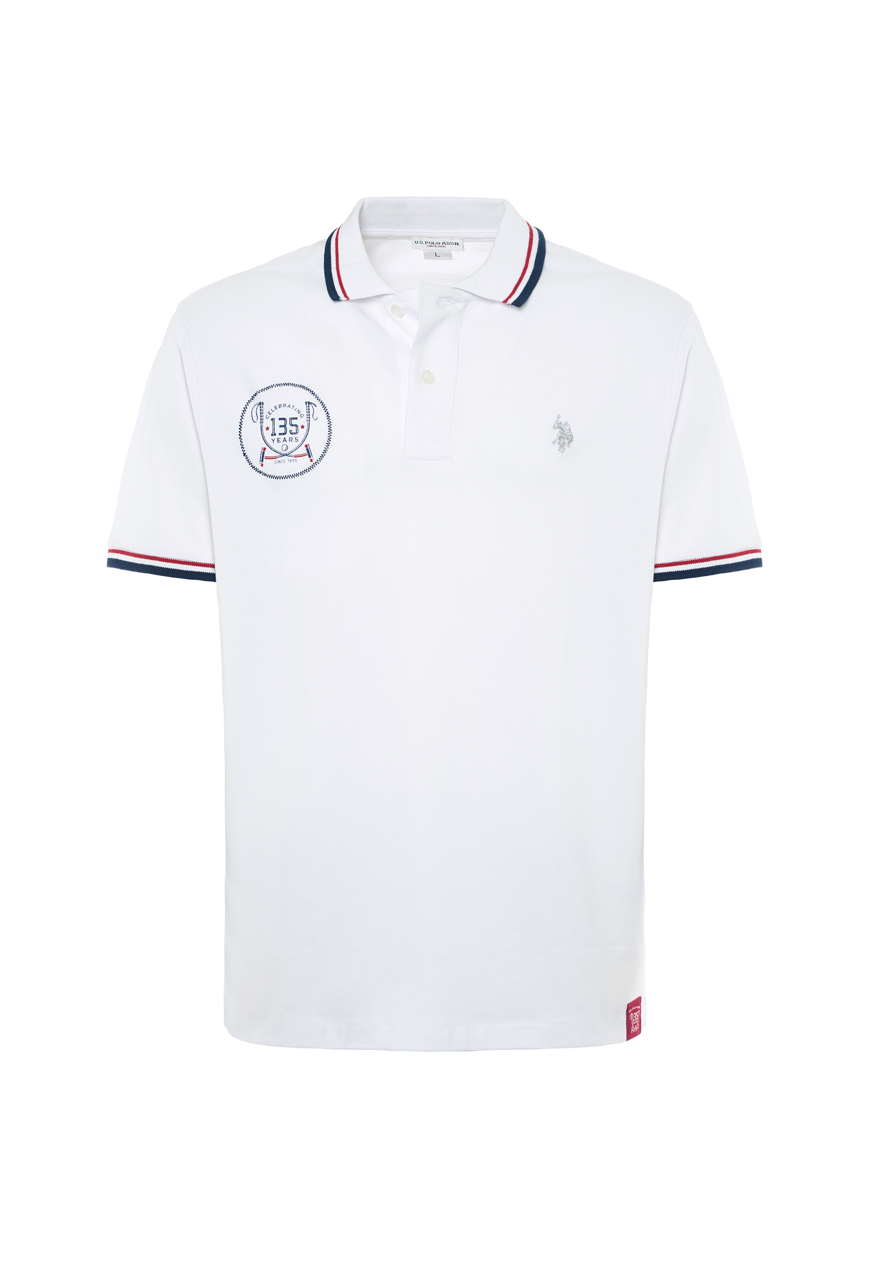 Polo a maniche corte "135th Anniversary" in cotone piquet con colletto e giromanica a coste