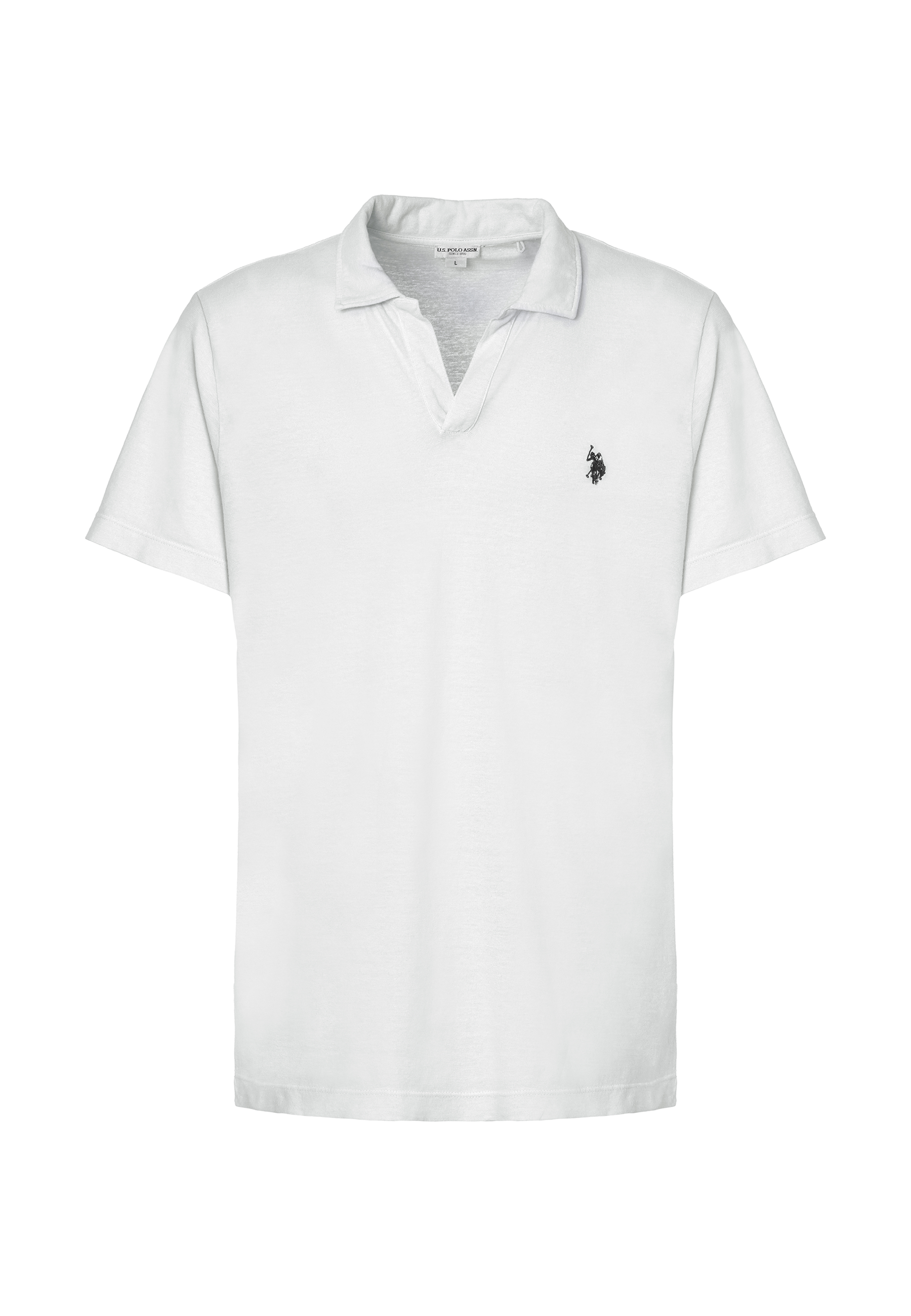 Polo a maniche corte in misto canapa e cotone organico con logo