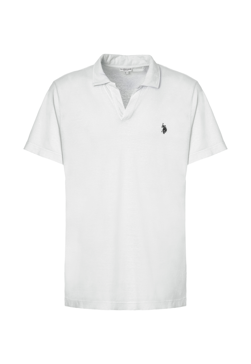 Polo a maniche corte in misto canapa e cotone organico con logo