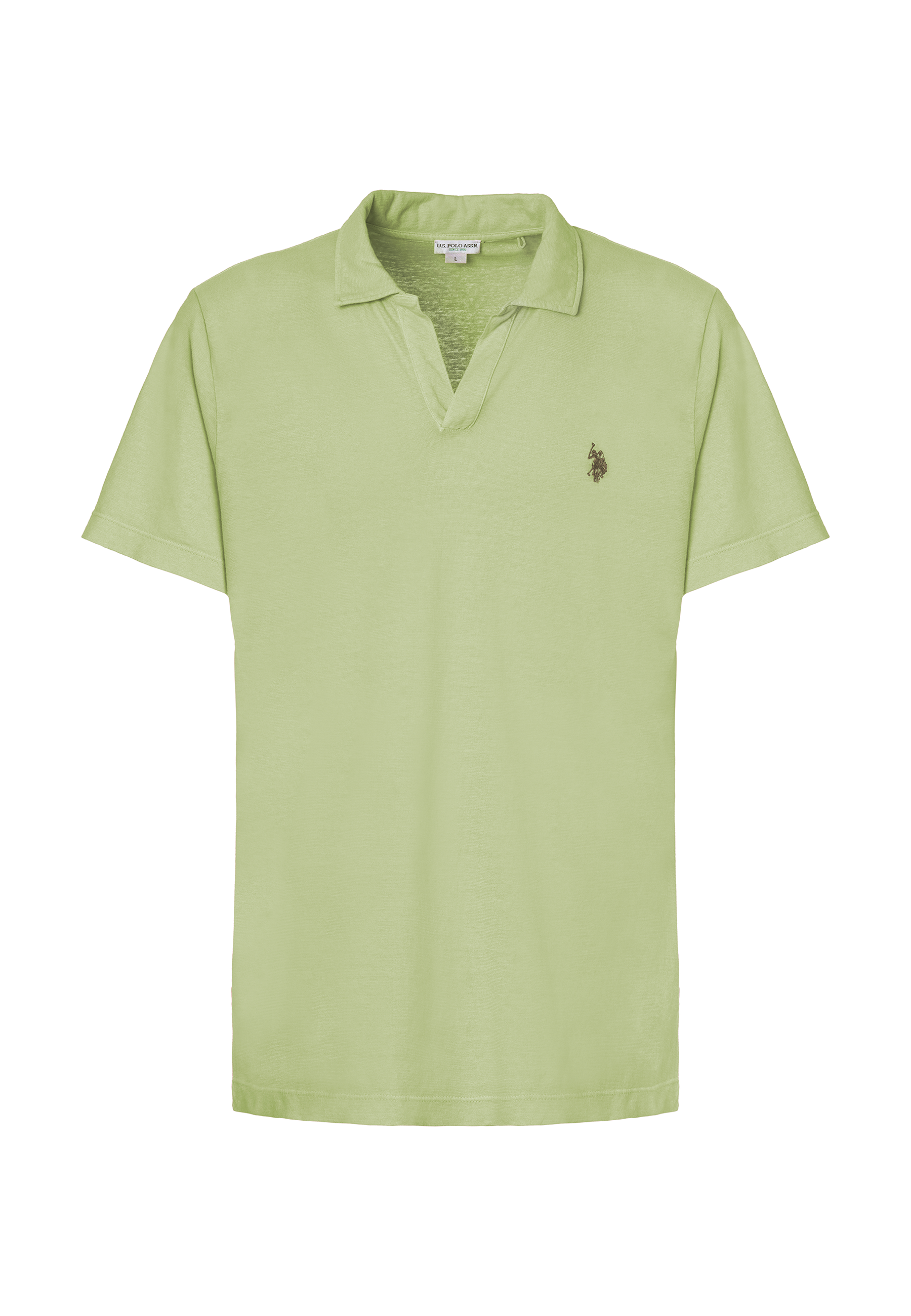 Polo a maniche corte in misto canapa e cotone organico con logo